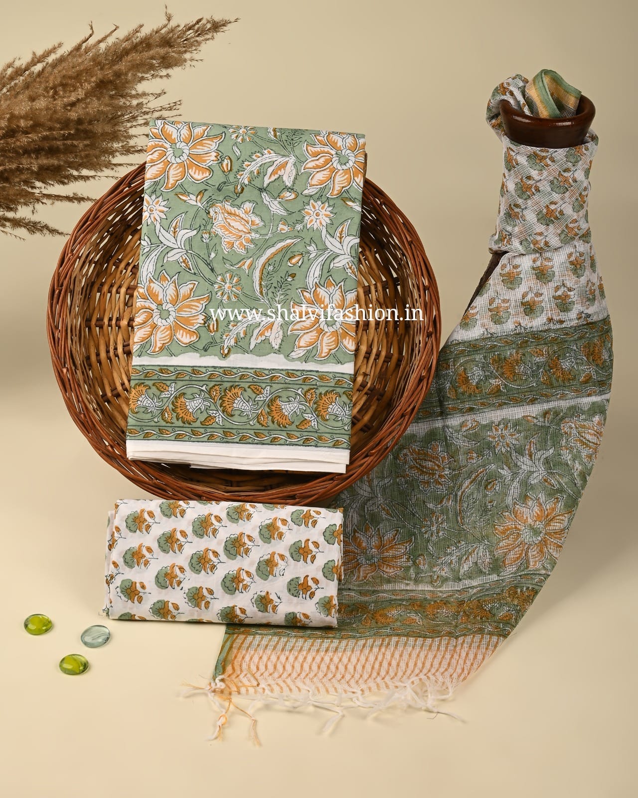 Shop jaipuri printed cotton suits online shopping (3CKD322)