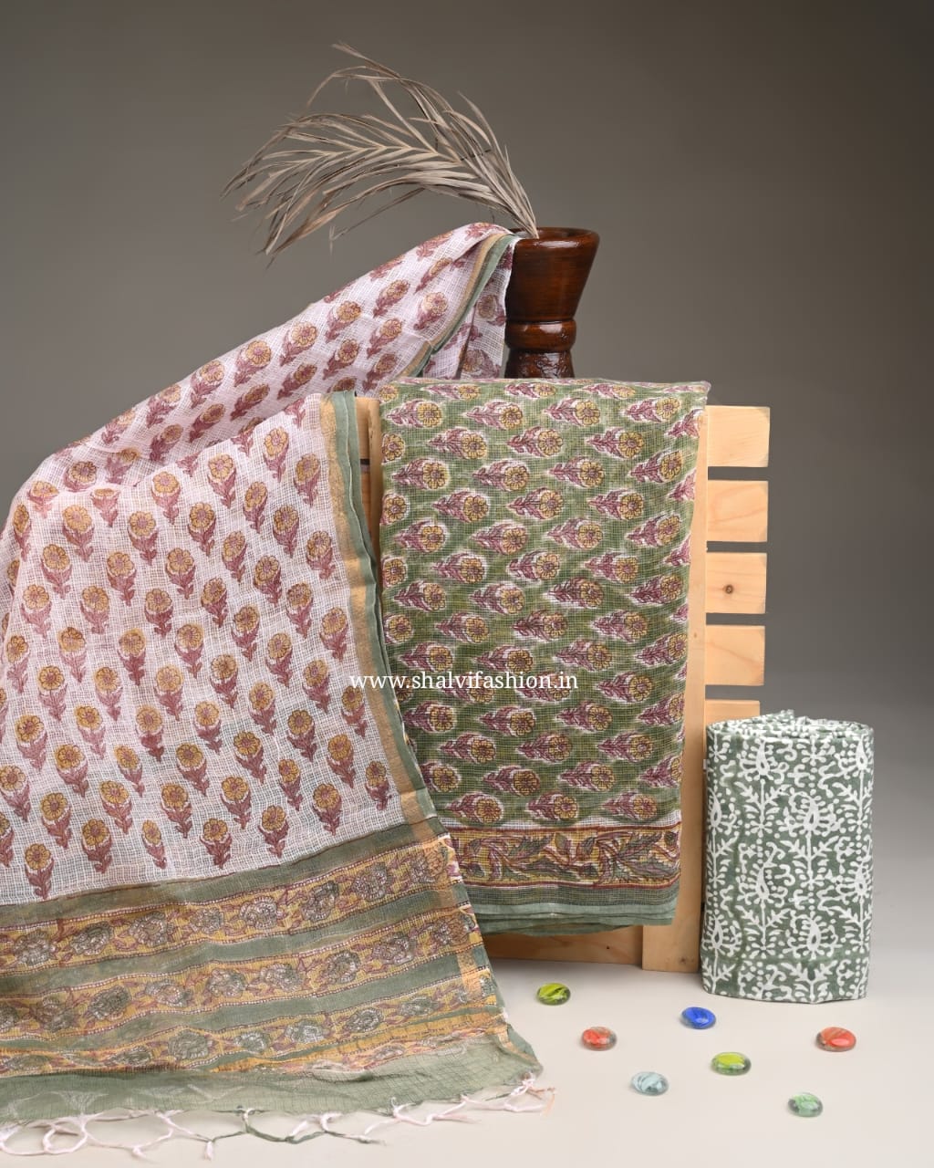 Shop hand block printed kota doria suits online (3KD261)
