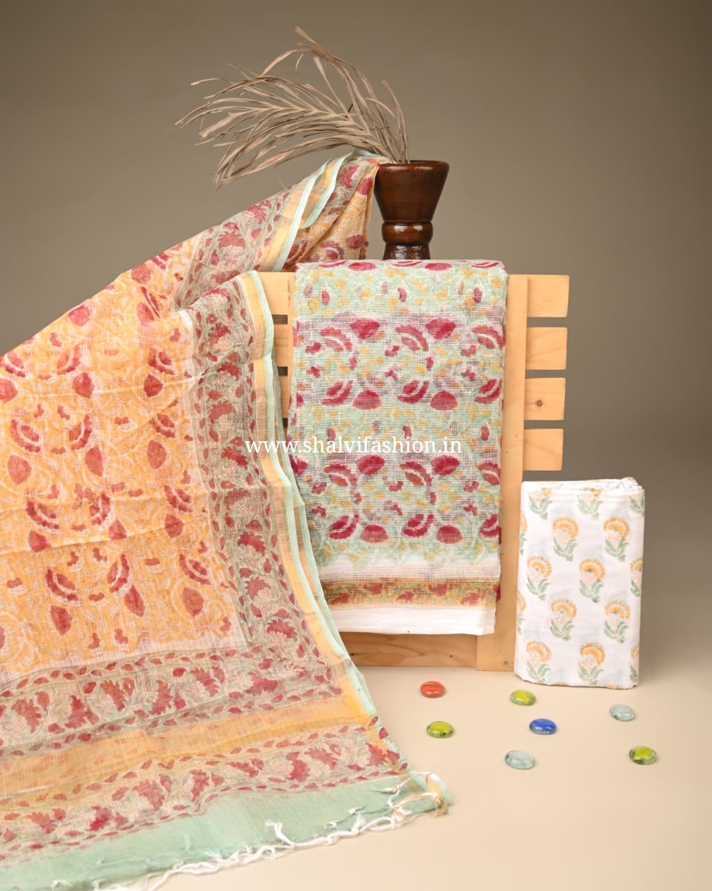 Shop unstitched block print kota doria suits online (3KD265)