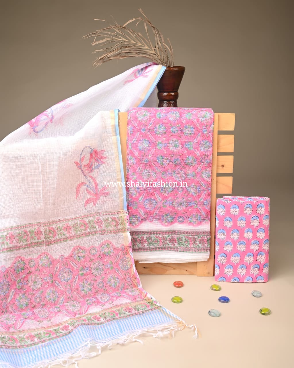 Shop unstitched block print kota doria suits in jaipur (3KD268)