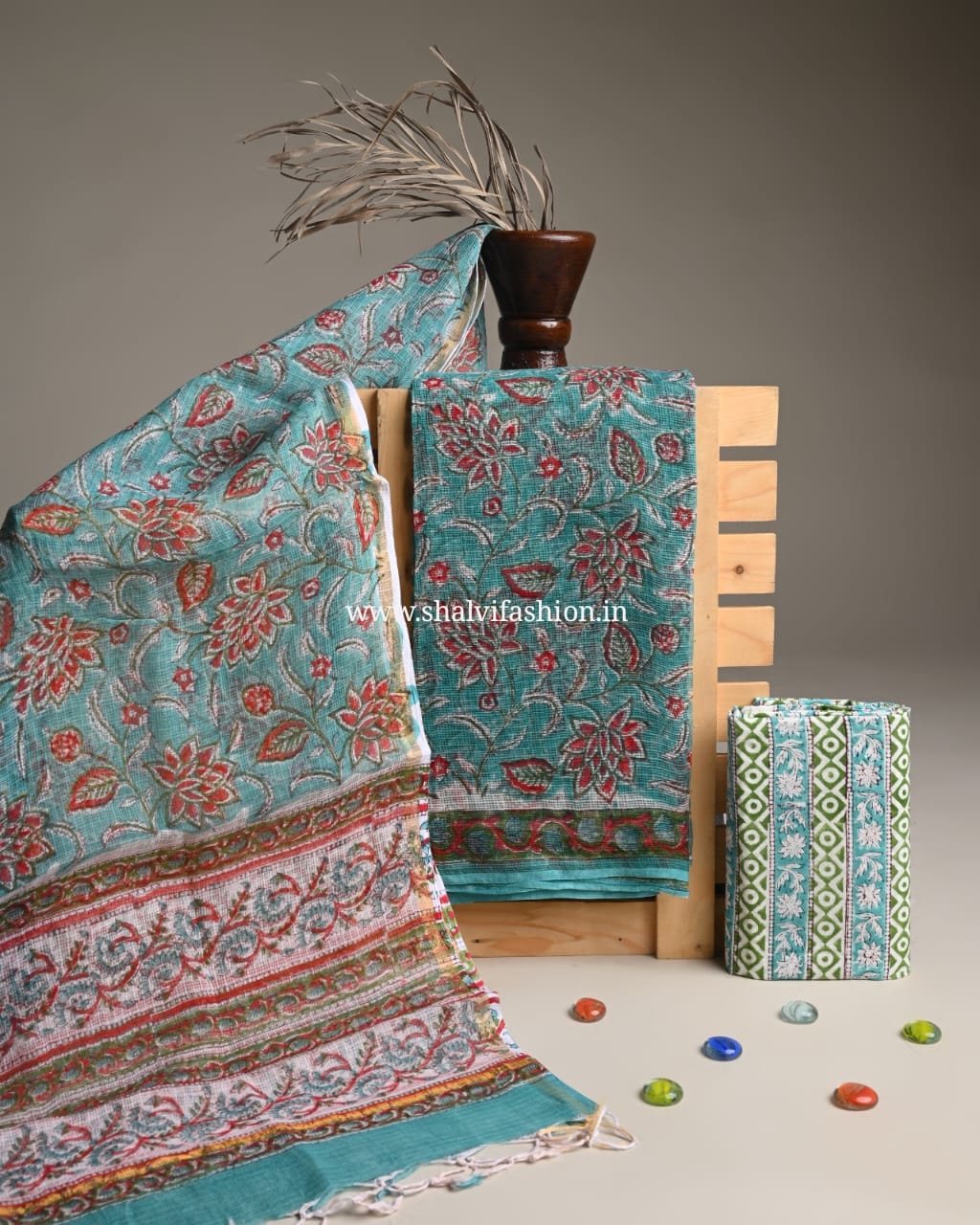 Shop hand block printed kota doria suits in jaipur (3KD274)