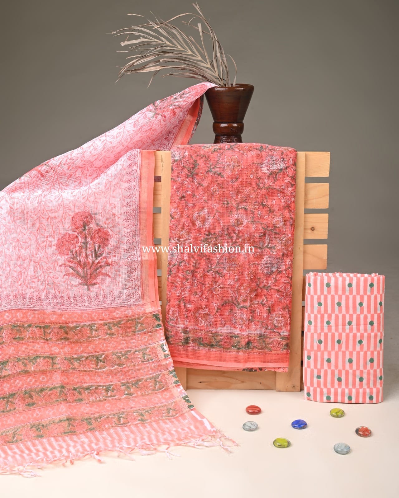 Shop unstitched block printed kota doria suits (3KD353)