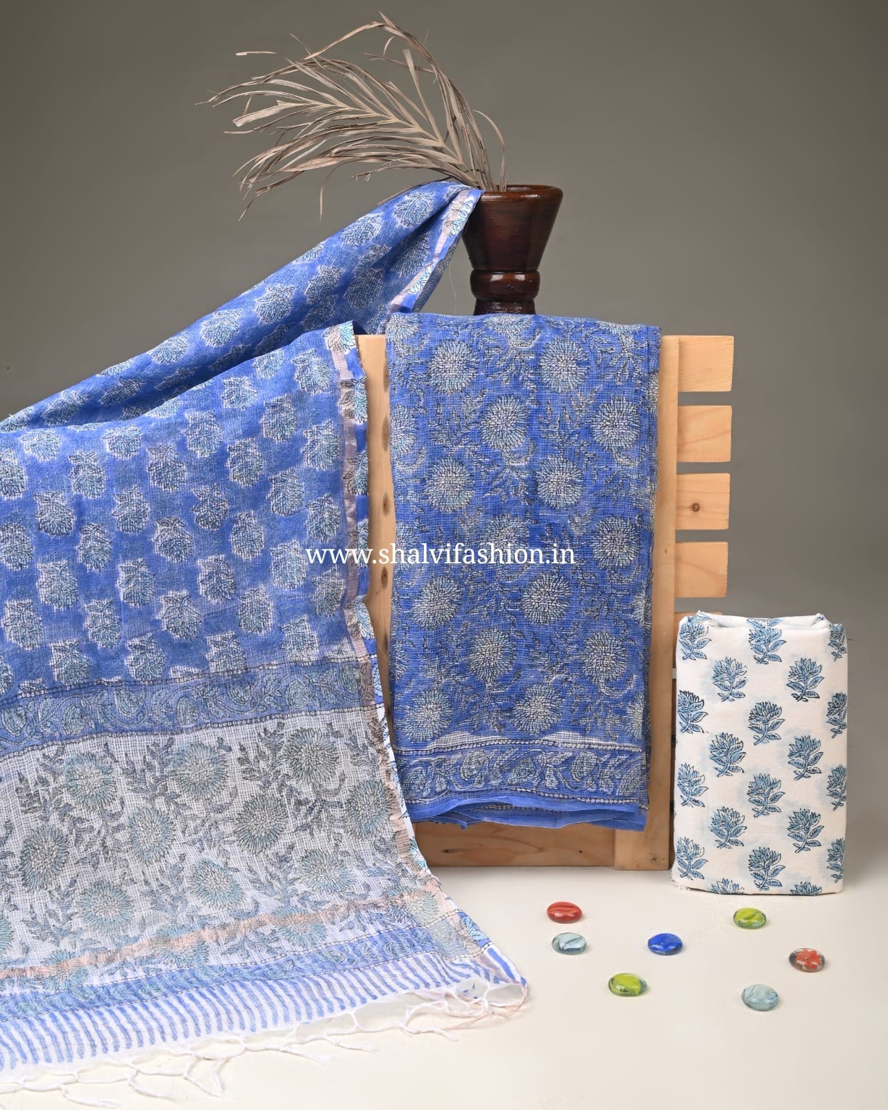 Shop hand block print kota doria suits in jaipur (3KD362)