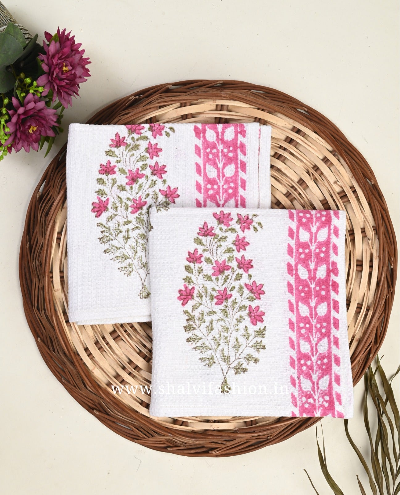 Shop hand block print waffle cotton bath linen sets in jaipur (BLS10)