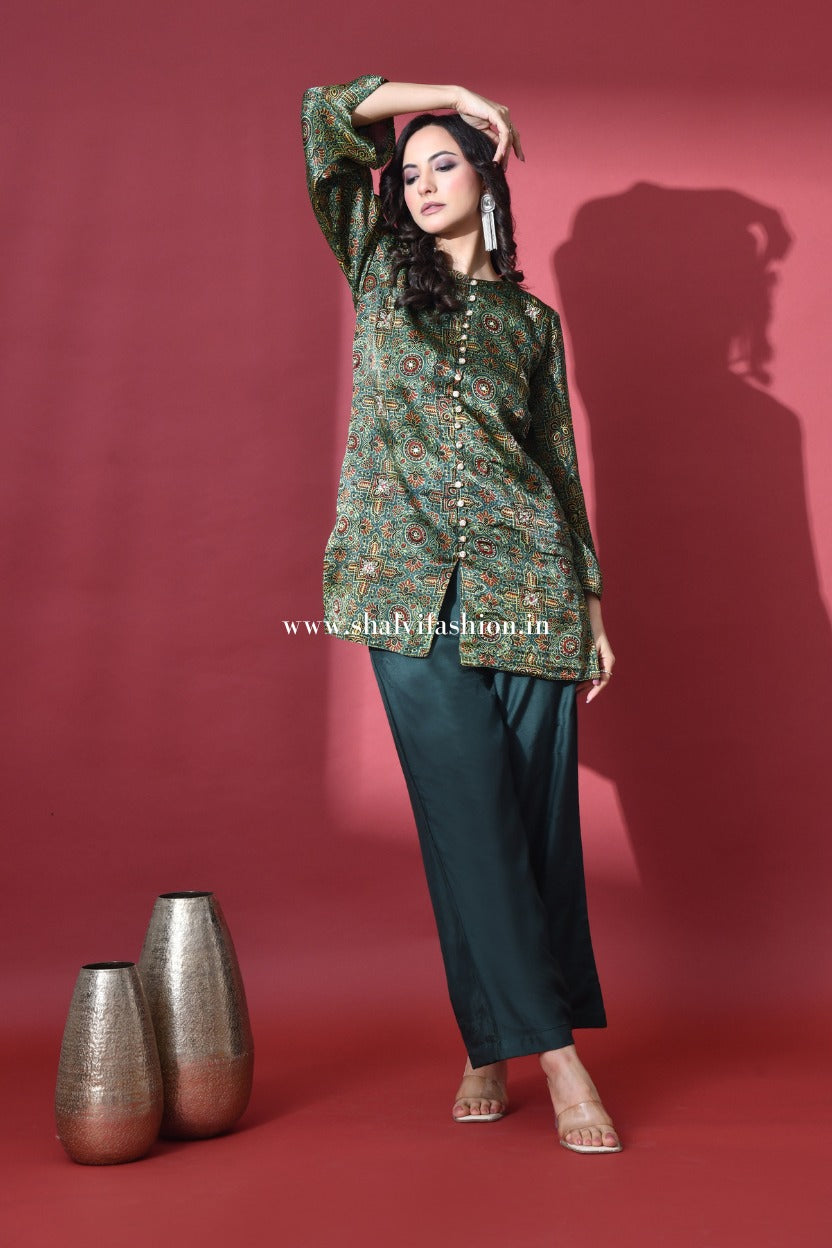 Shop ajrak print modal silk cord sets in jaipur (CCD07)