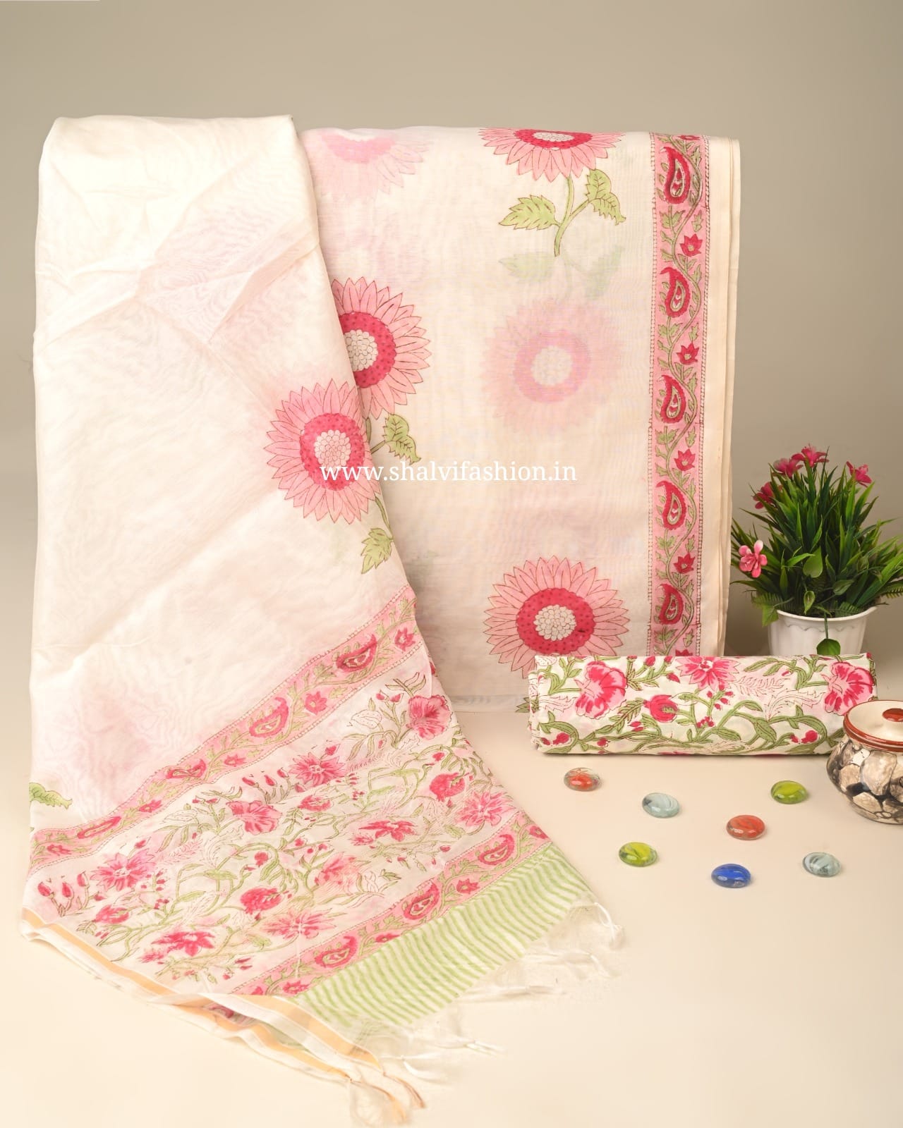 Buta Print Chanderi Silk Suit Set (CHA241)