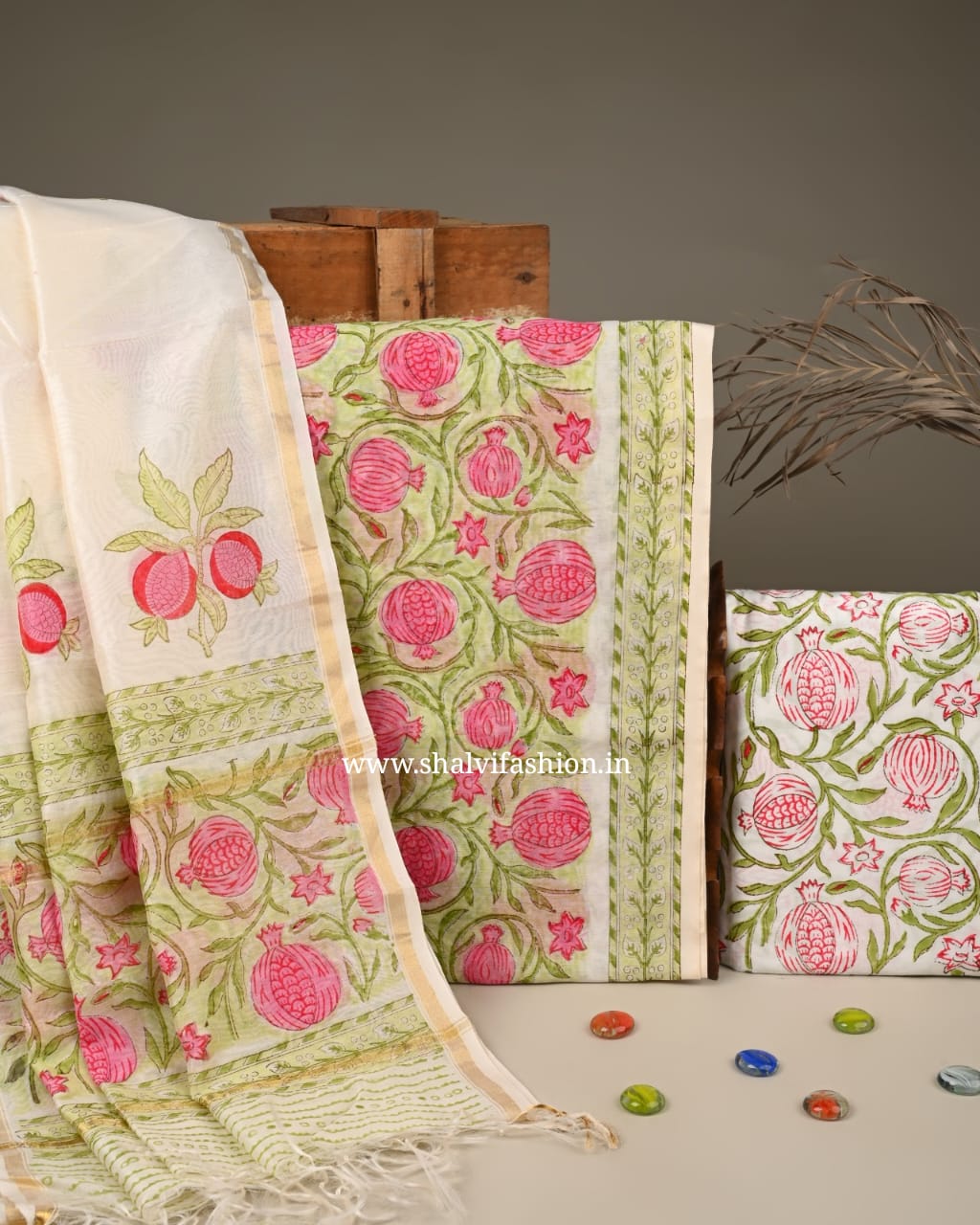 Shop block print chanderi silk suits online (CHA854)