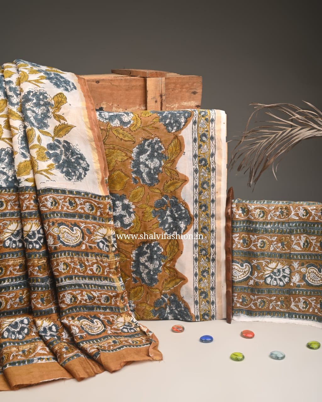 Shop block print chanderi silk suits in jaipur (CHA886)