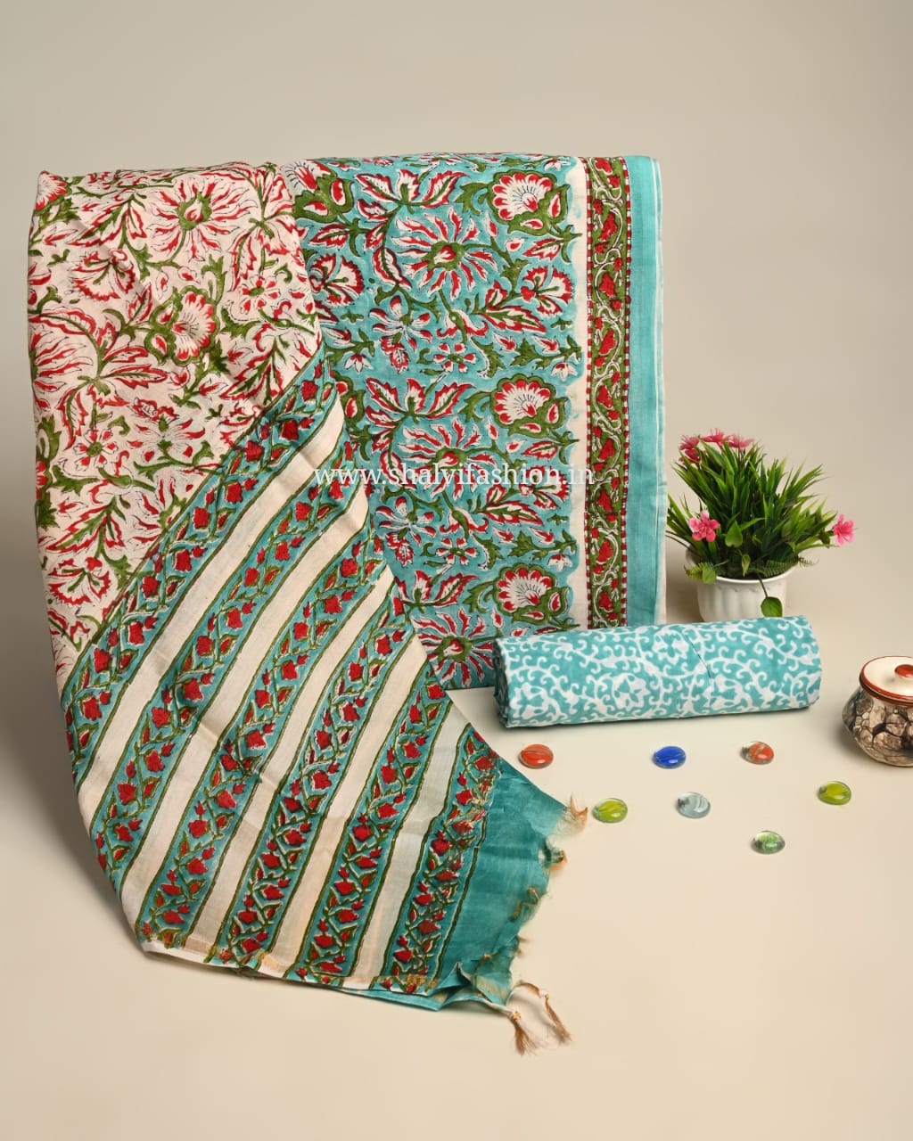 Shop hand block print chanderi siklk suits online shopping (CHA935)