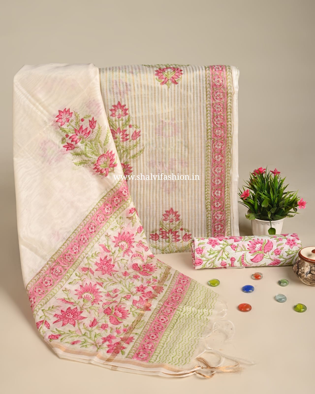 Shop hand block print mul chanderi suits online (CHA953)