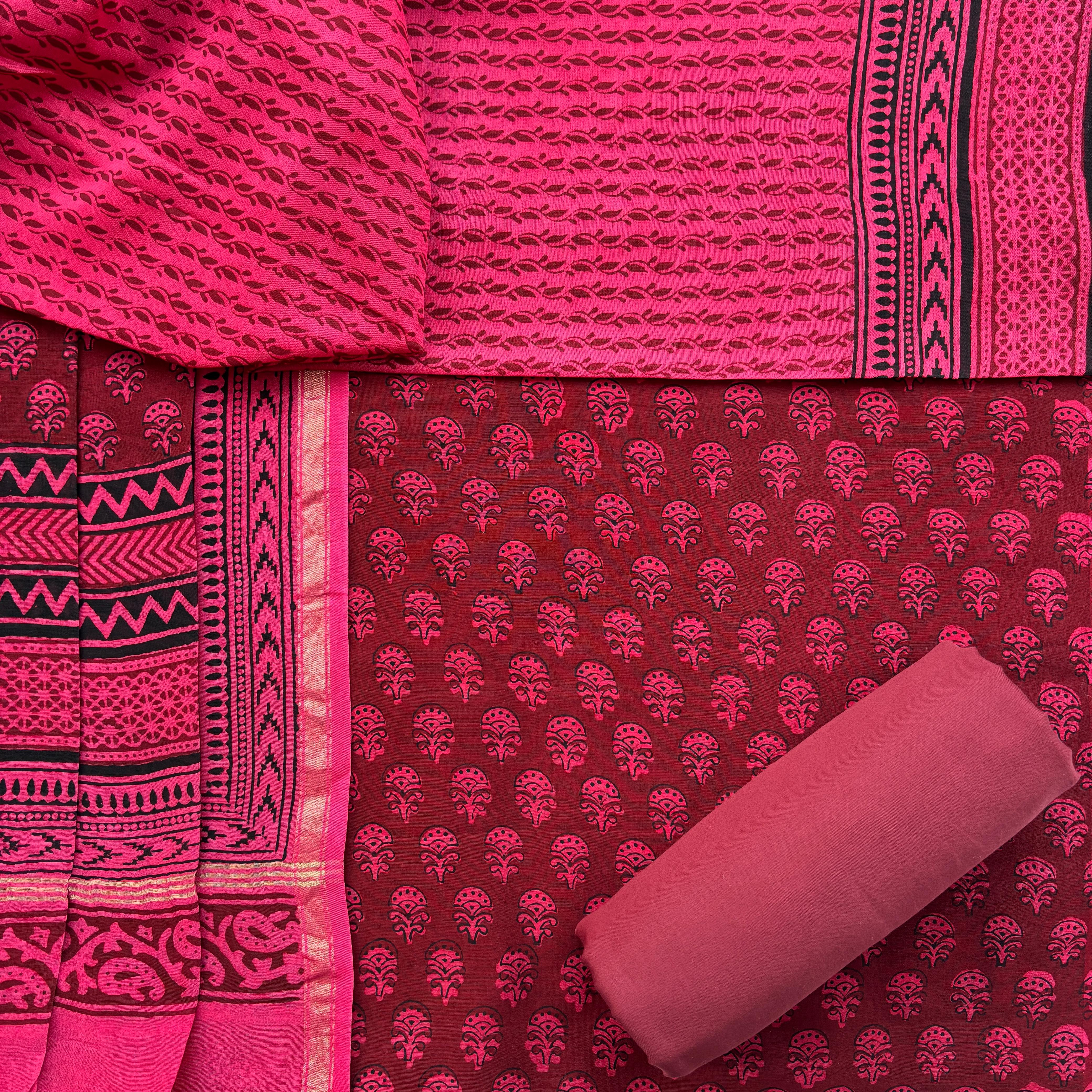 Shop sanganeri print chanderi silk suits (CHA965)