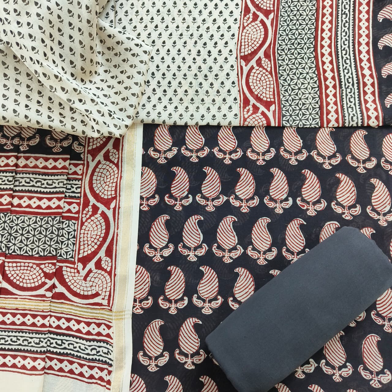 Shop block print chanderi suits online shopping (CHA975)