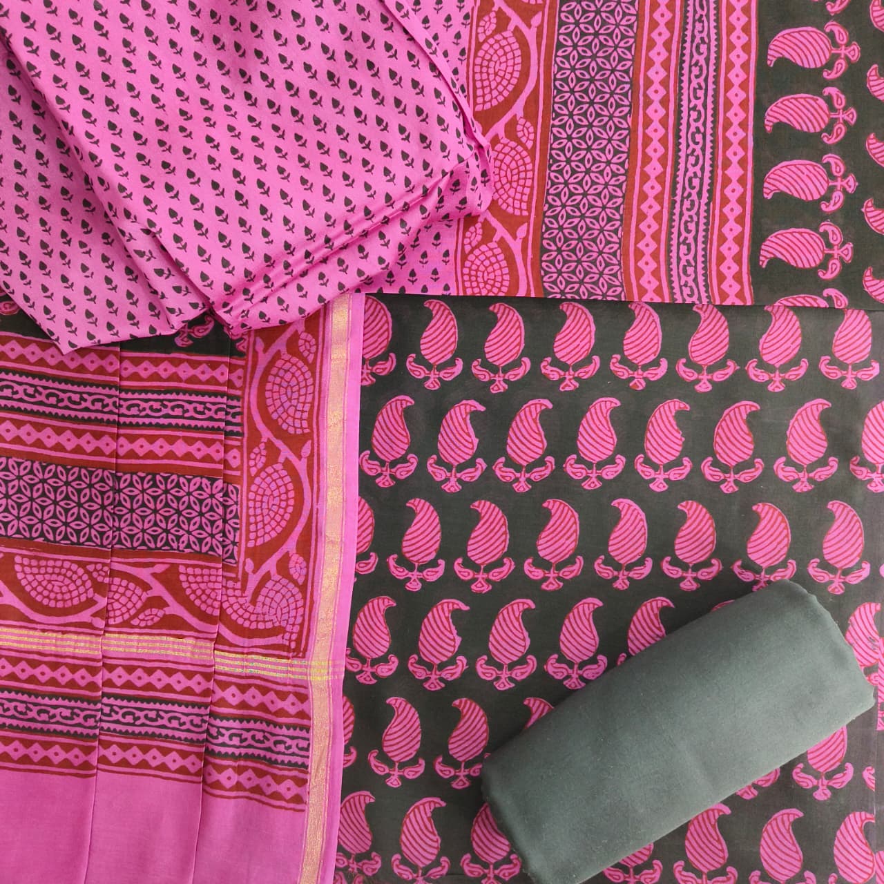 Shop bagh print chanderi silk suits online shopping (CHA979)