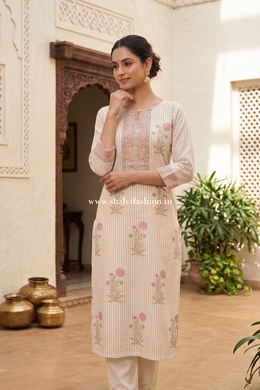 Shop hand block print chanderi silk suits in jaipur (CHS40)