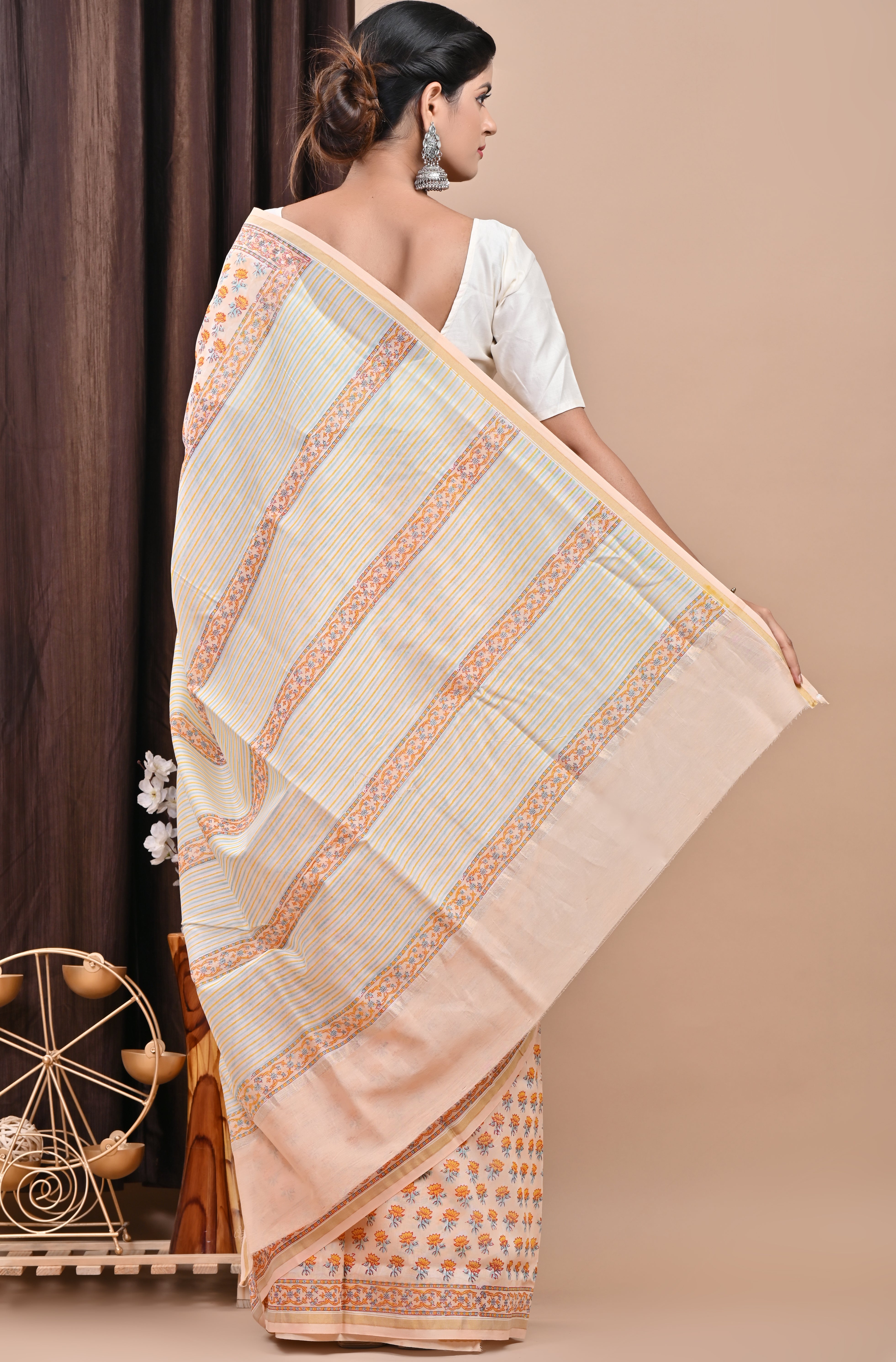 Designer Handblock Print Chanderi Saree (CHSAR06) - ShalviFashion