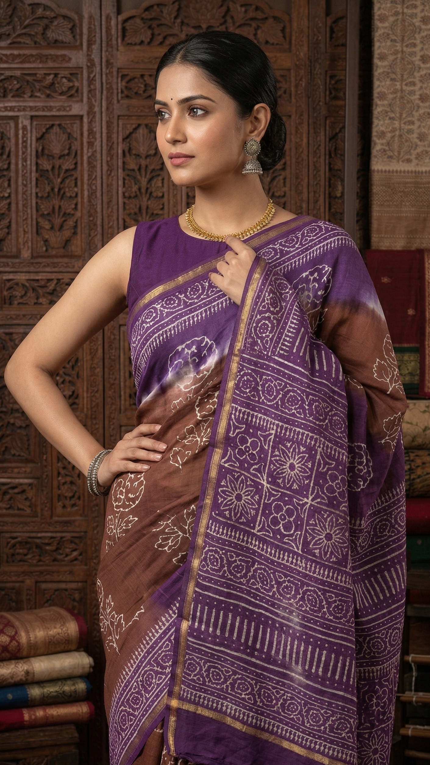 Beautifully Hand carfted Chanderi Saree (CHSAR20) - ShalviFashion
