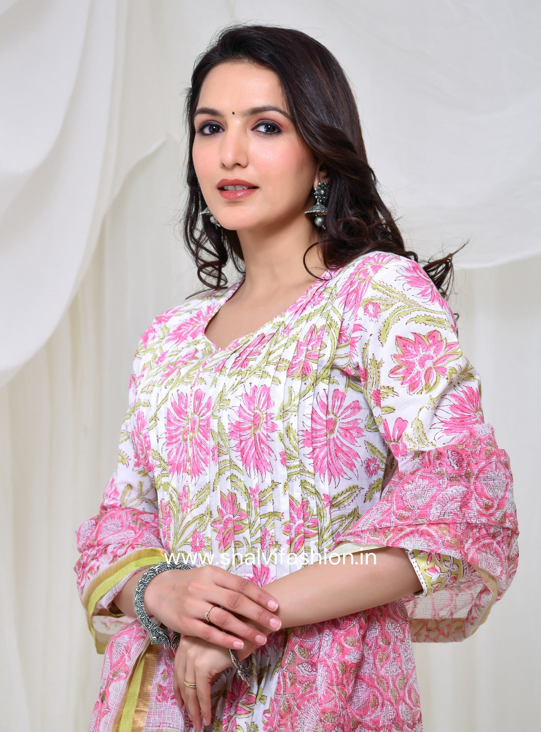 Shop hand block print kota dupatta cotton suits online (CSS150KD)