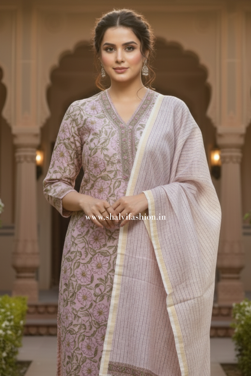 Shop jaipuri print chanderi cotton suits online shopping (CSS156)