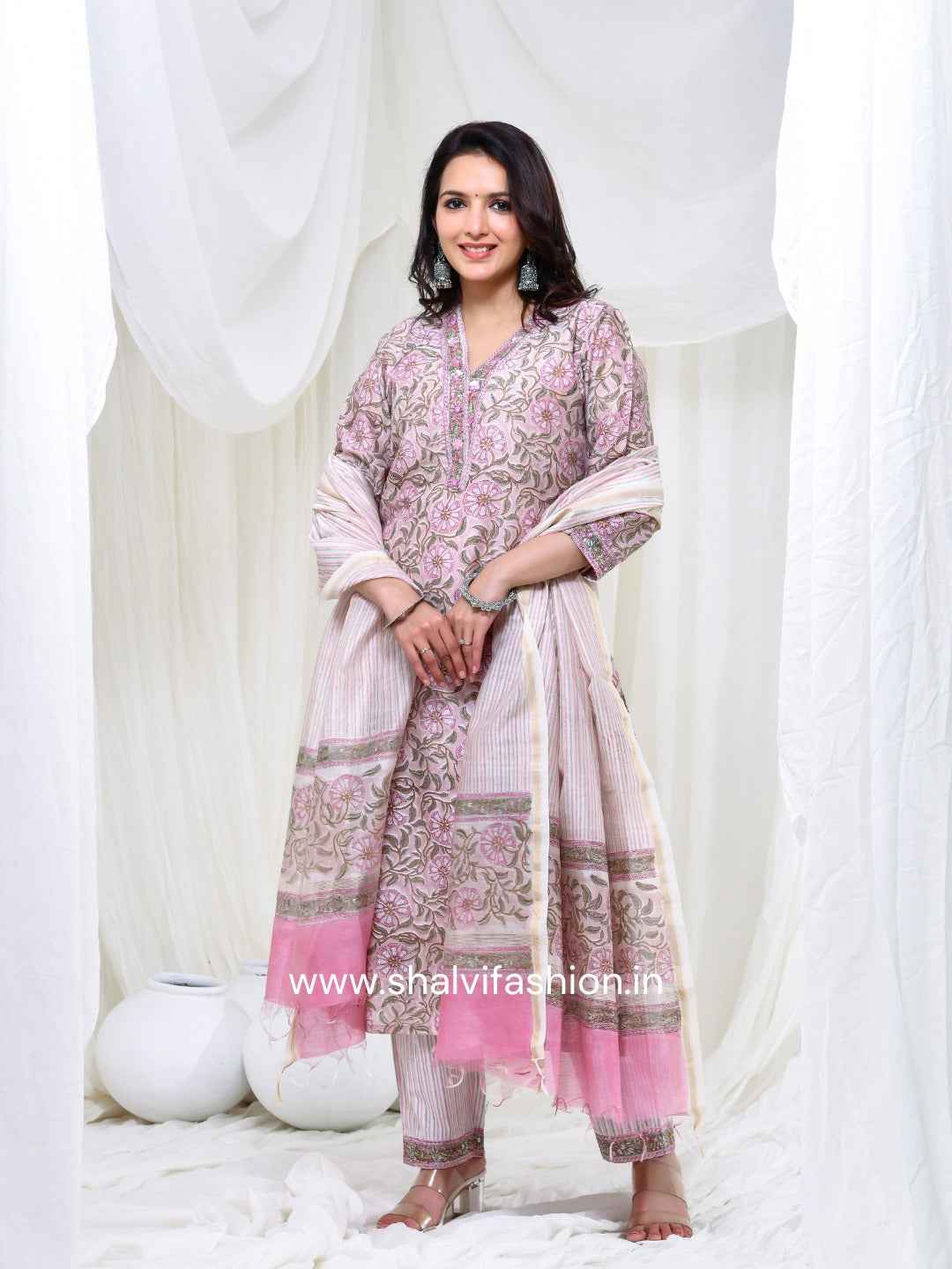 Shop jaipuri print chanderi cotton suits online shopping (CSS156)