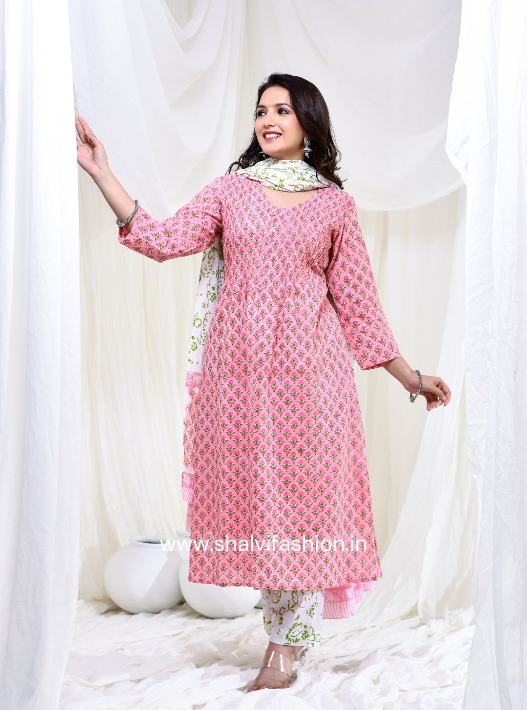 Shop block print cotton suits with kota dupatta (CSS185KD)