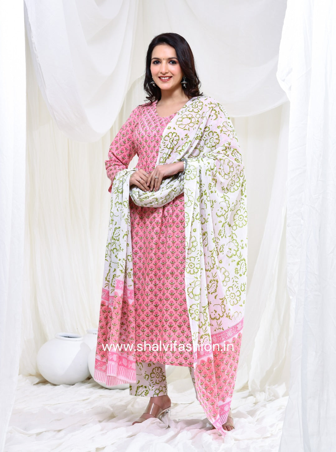 Shop block print cotton suits with kota dupatta (CSS185KD)