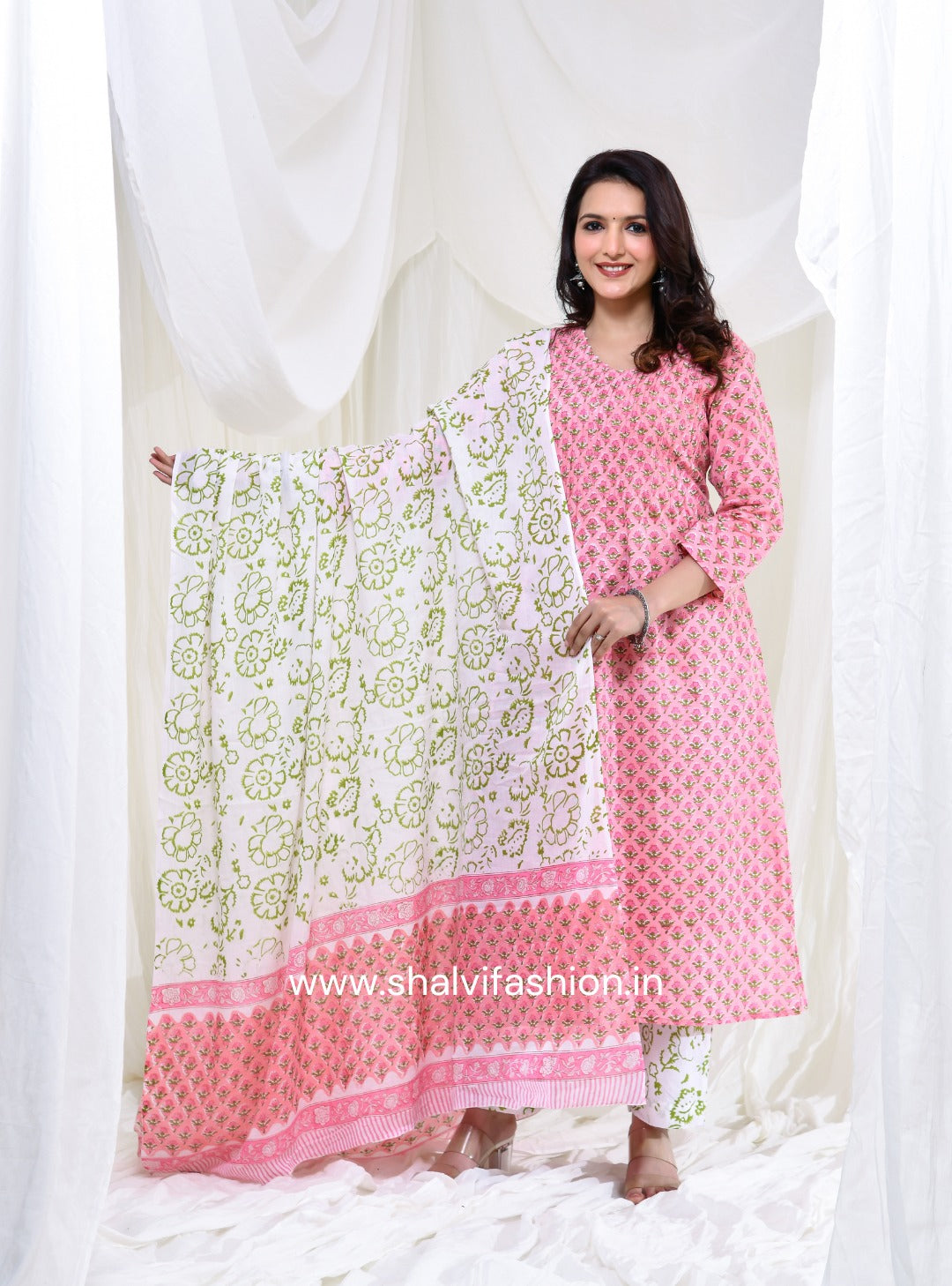 Shop block print cotton suits with kota dupatta (CSS185KD)