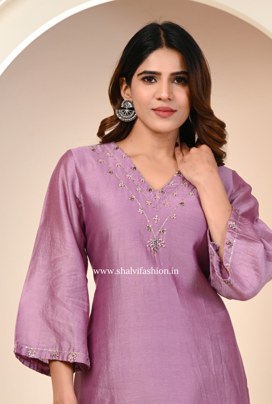 Shop zardosi work pure chanderi silk suits online (CSS227)