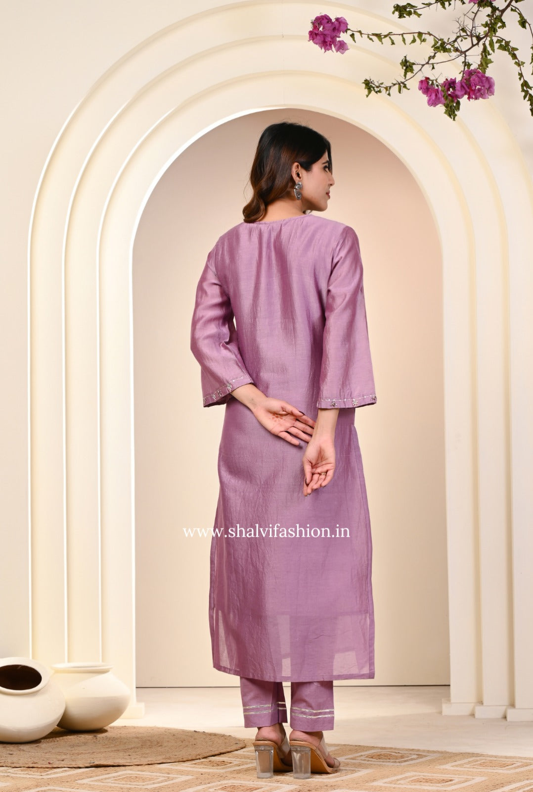 Shop zardosi work pure chanderi silk suits online (CSS227)