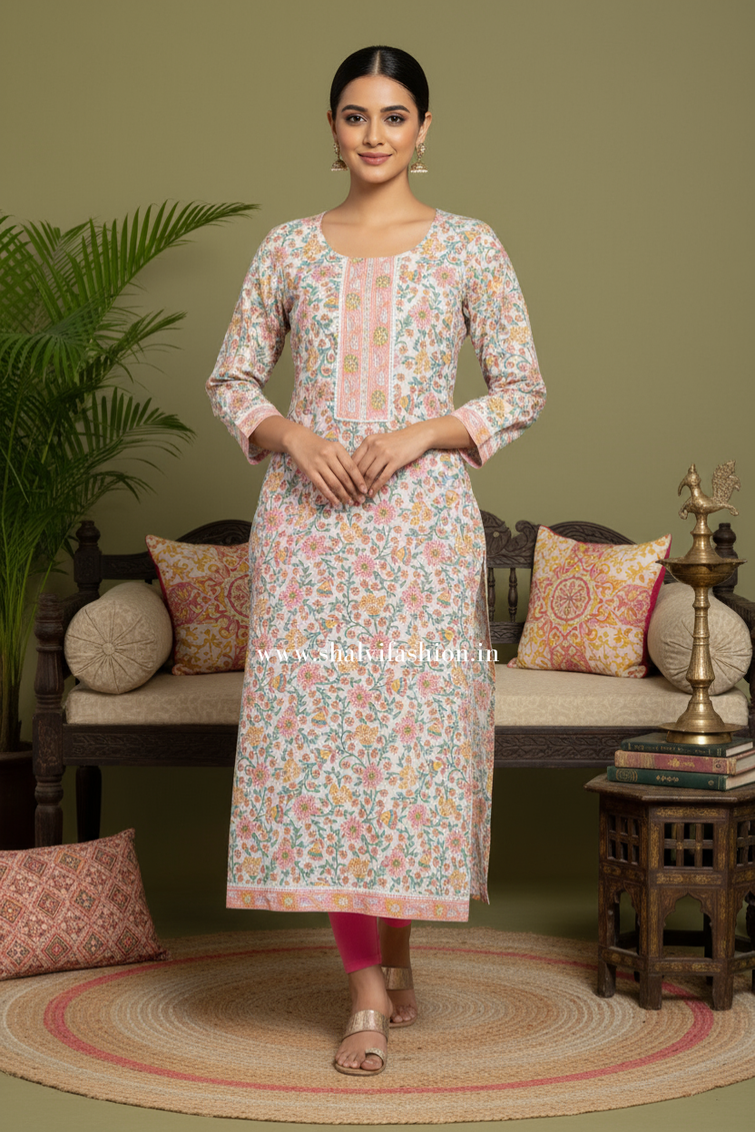 Shop block printed cotton kurties in jaipur (CSS237)