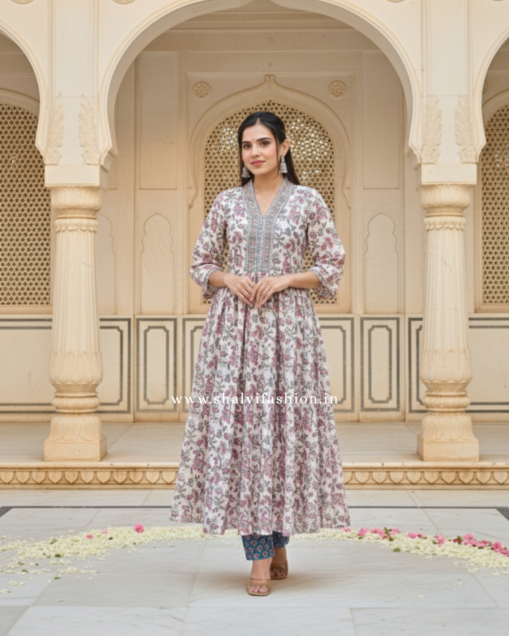 Shop hand block print chanderi silk suits in jaipur (CSS264)