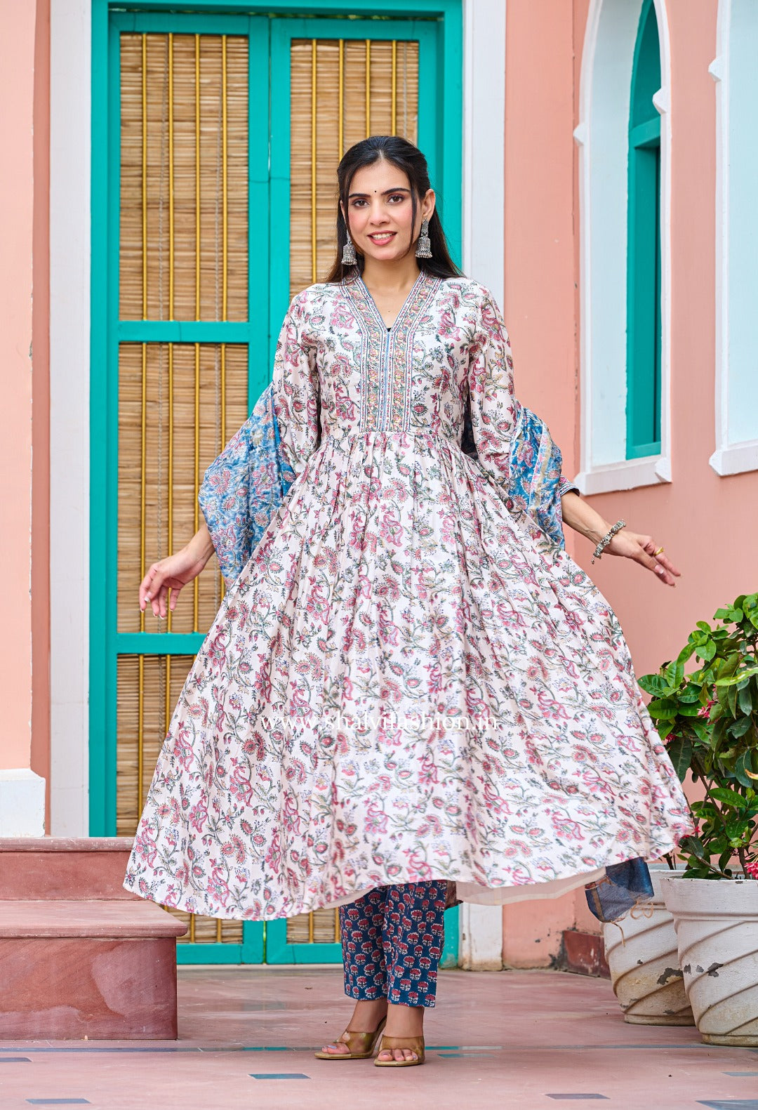 Shop hand block print chanderi silk suits in jaipur (CSS264)