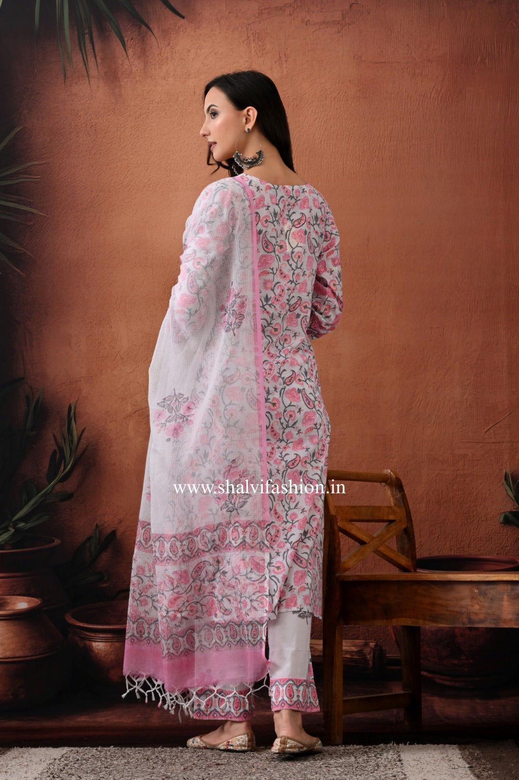 Shop block printed kota dupatta cotton suits (CSS282)