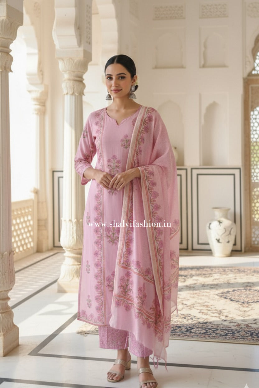 Shop hand block printed chanderi silk suits (CSS301)