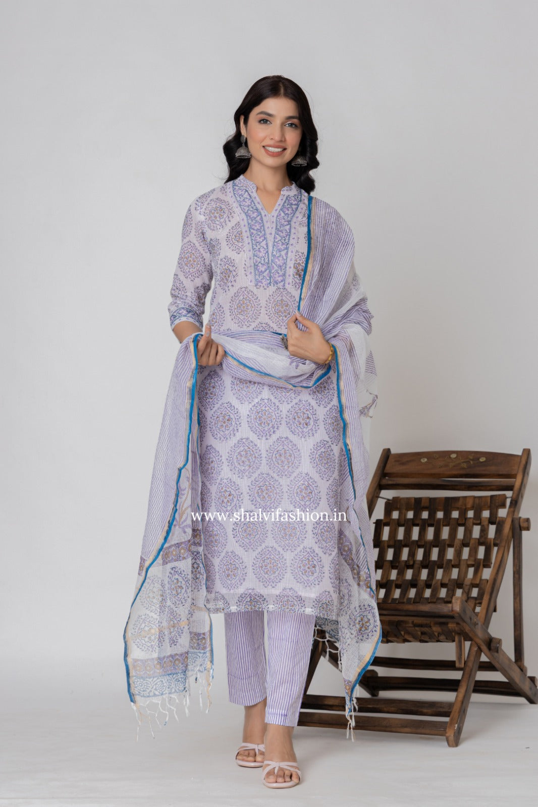 Shop hand block printed kota doria suits online (CSS318)