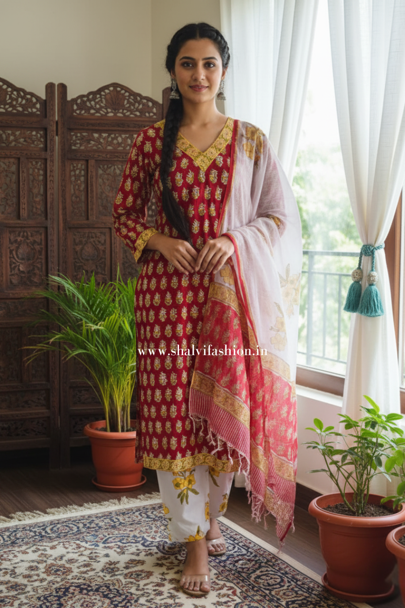 Shop hand block printed pure cotton suits (CSS331)