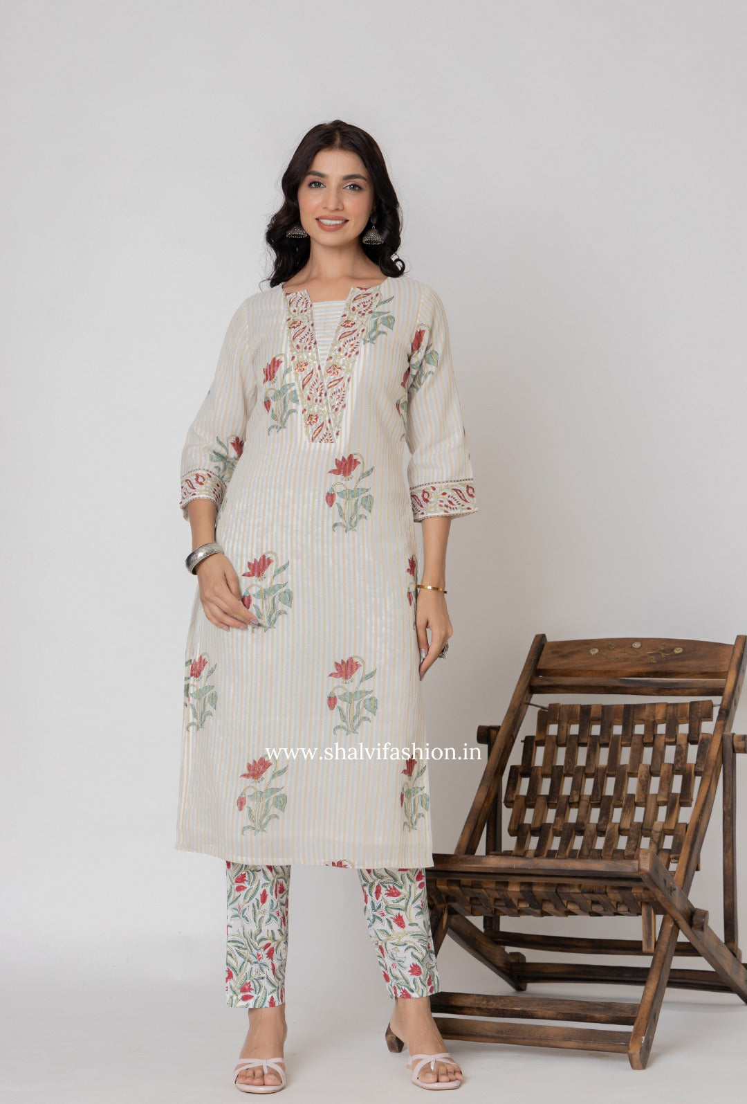 Shop hand block printed chanderi silk suits online (CSS345)