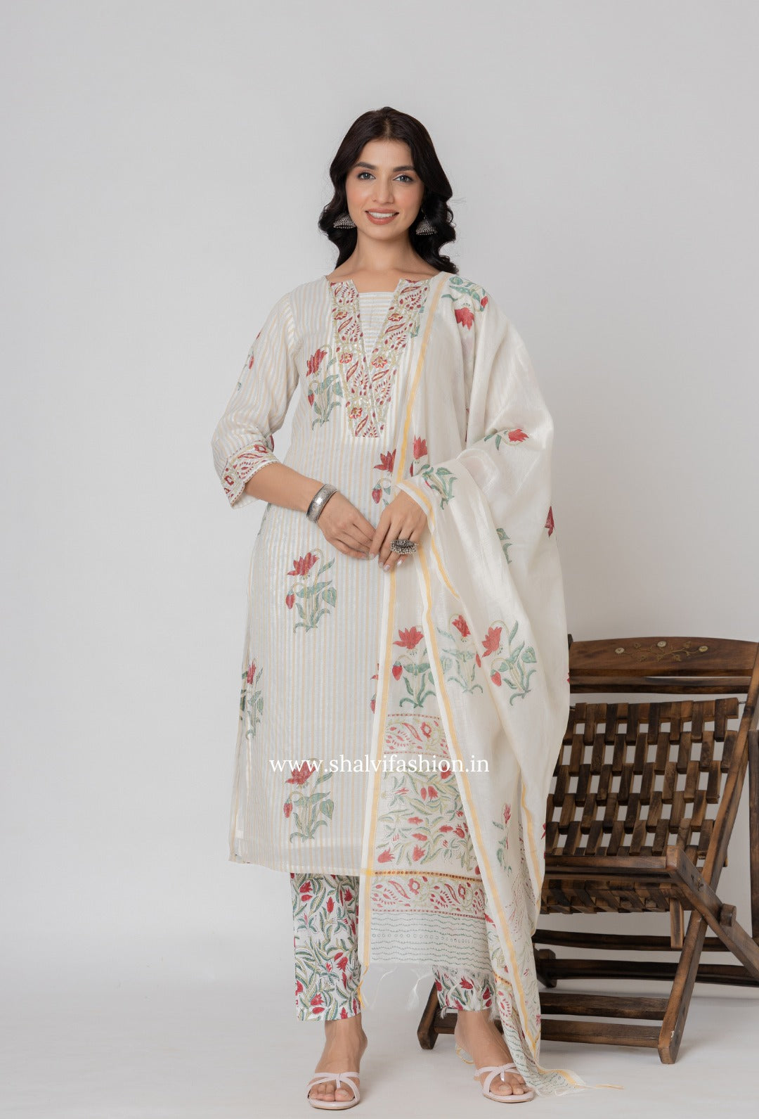 Shop hand block printed chanderi silk suits online (CSS345)