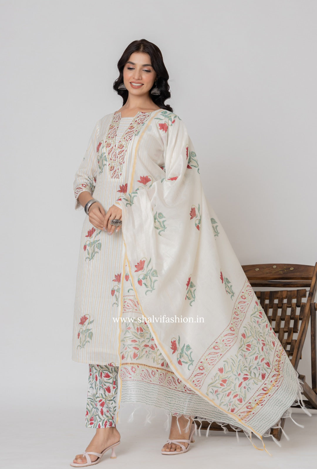 Shop hand block printed chanderi silk suits online (CSS345)