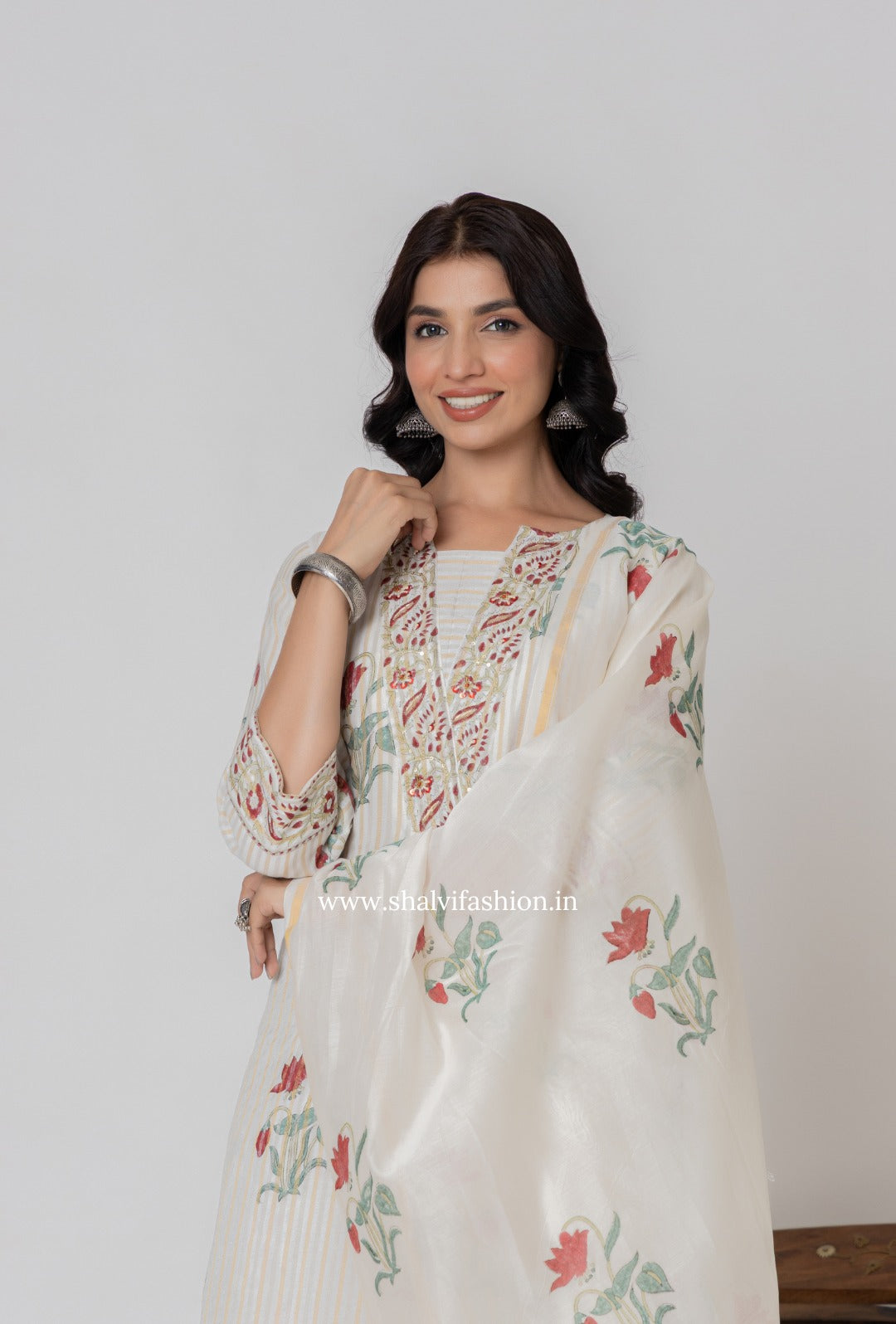 Shop hand block printed chanderi silk suits online (CSS345)