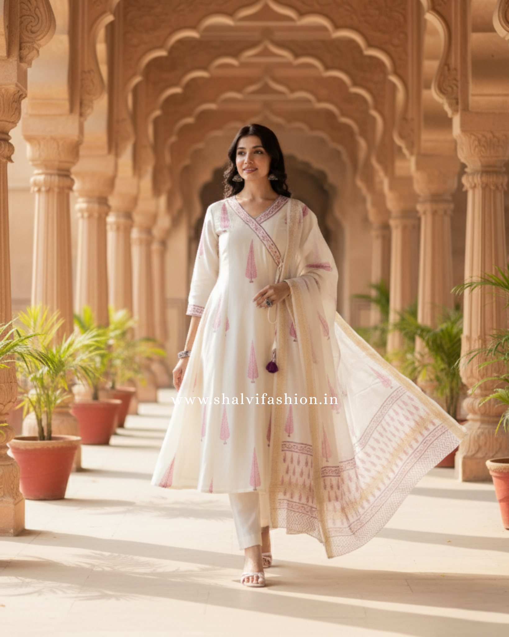 Shop block printed pure chanderi silk suits (CSS347)