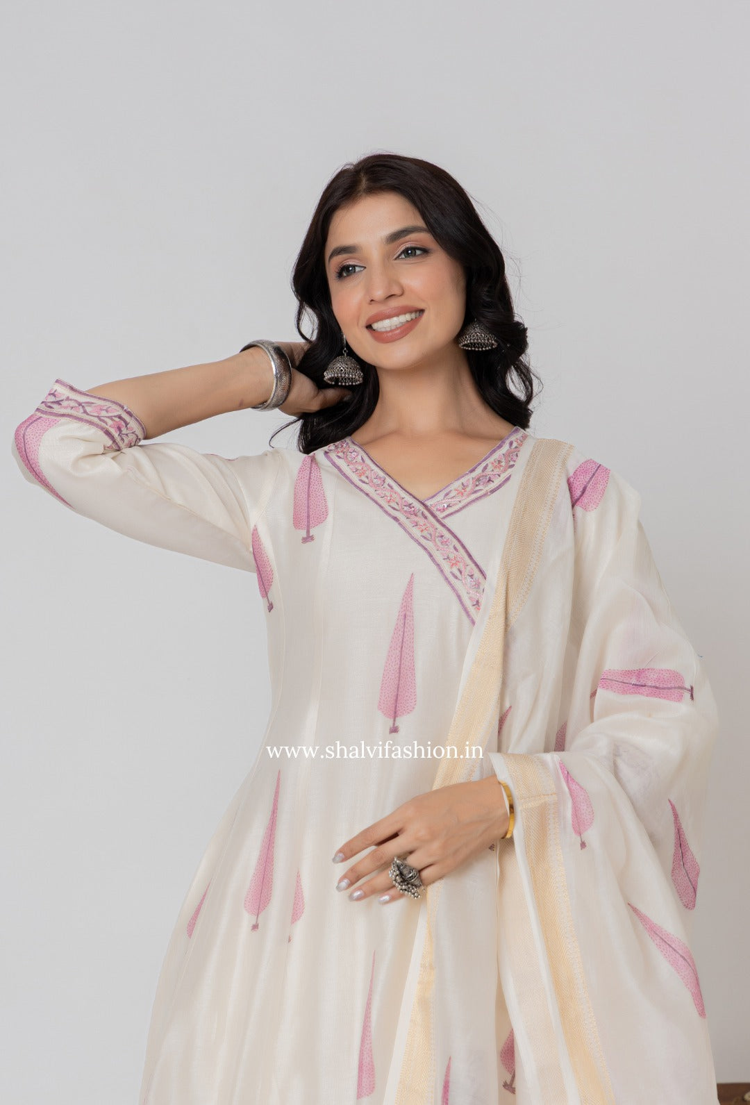 Shop block printed pure chanderi silk suits (CSS347)