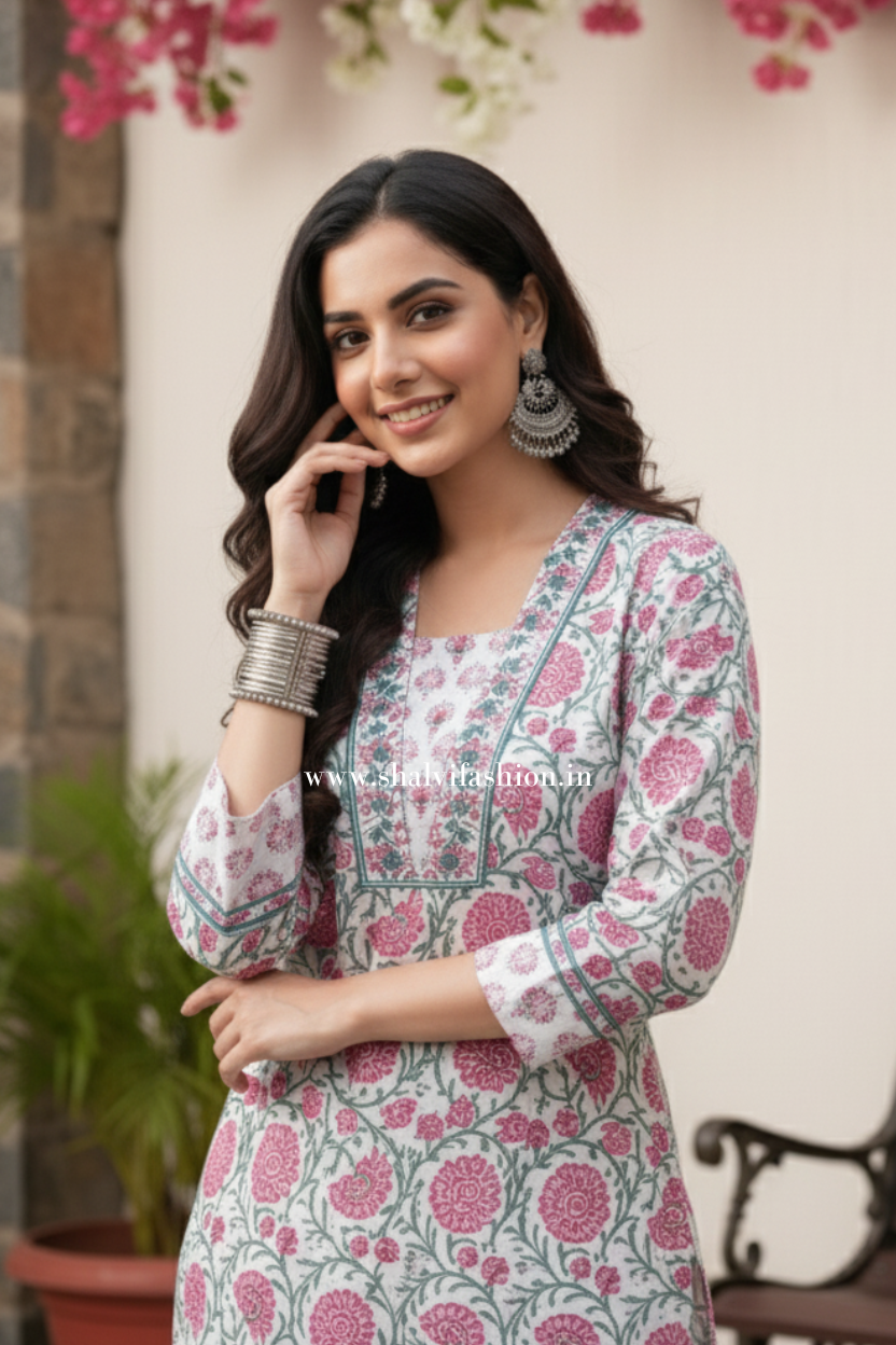 Shop block printed pure cotton suits (CSS369)