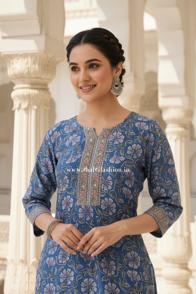 Shop block print chanderi silk suits online (CSS374)