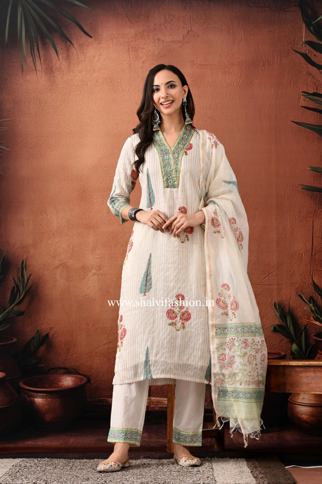 Shop hand block print mul chanderi suits online (CSS401)