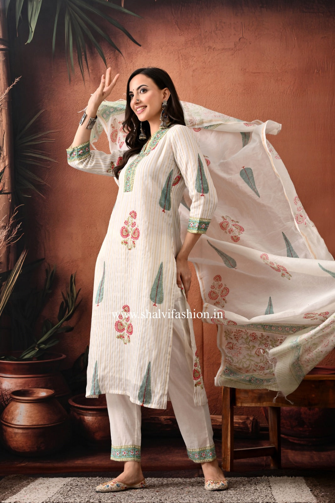 Shop hand block print mul chanderi suits online (CSS401)