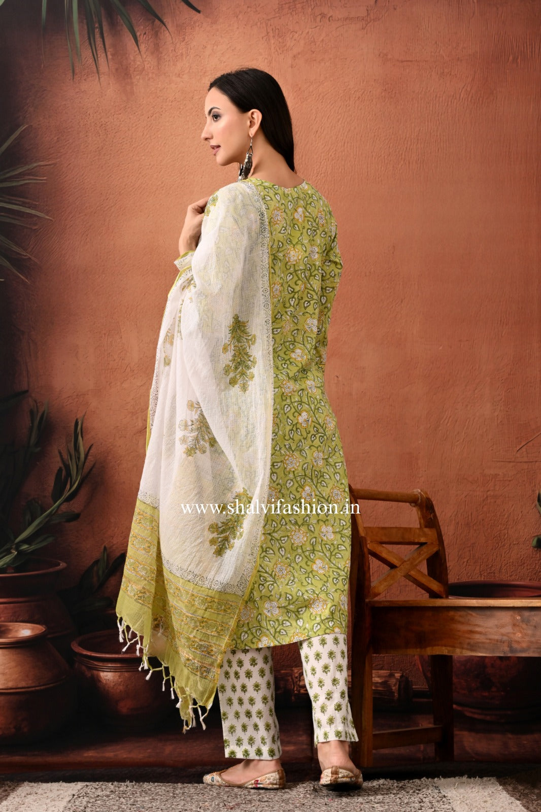 Shop block print cotton suits with kota dupatta (CSS402)