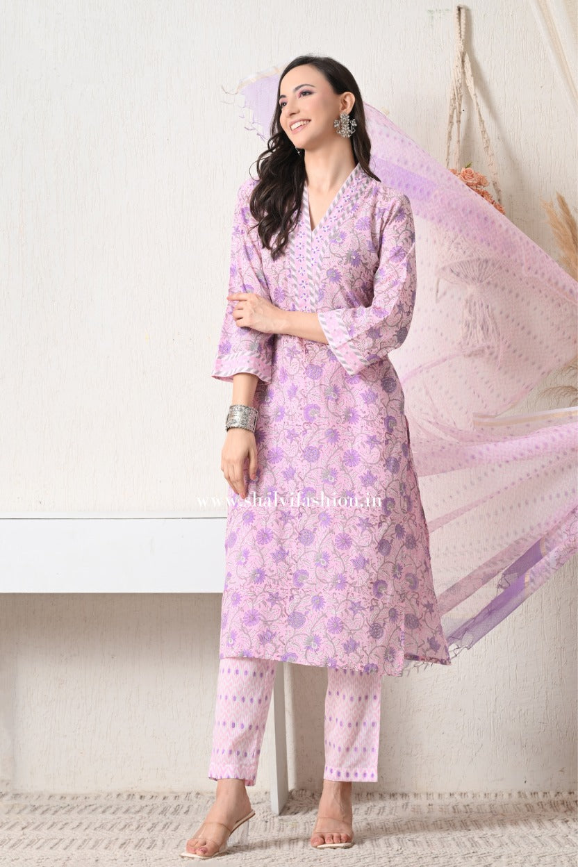 Shop hand block print cotton suits online shopping (CSS412)