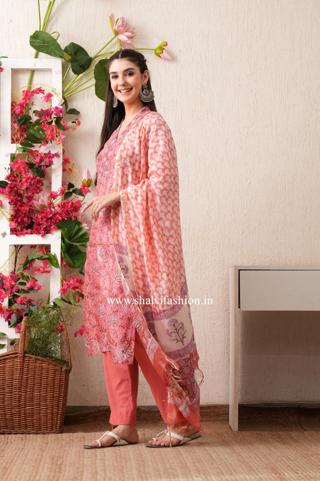 Shop block printed chanderi silk suits (CSS443)