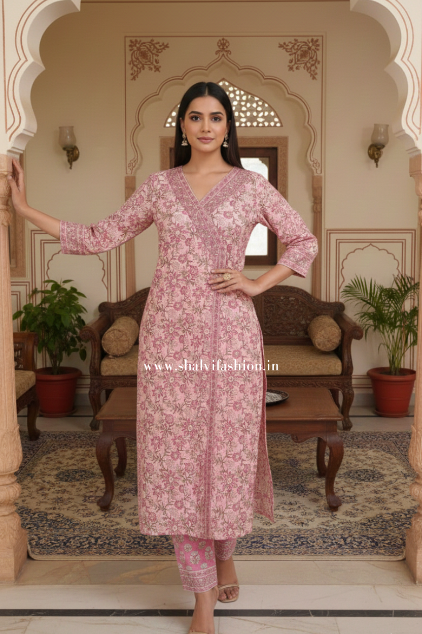 Shop hand block print chanderi silk suits online (CSS515)