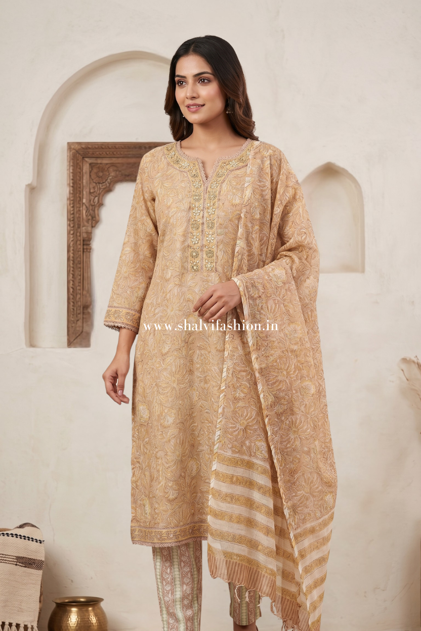 Shop hand block print kota doria suits online (CSS530)